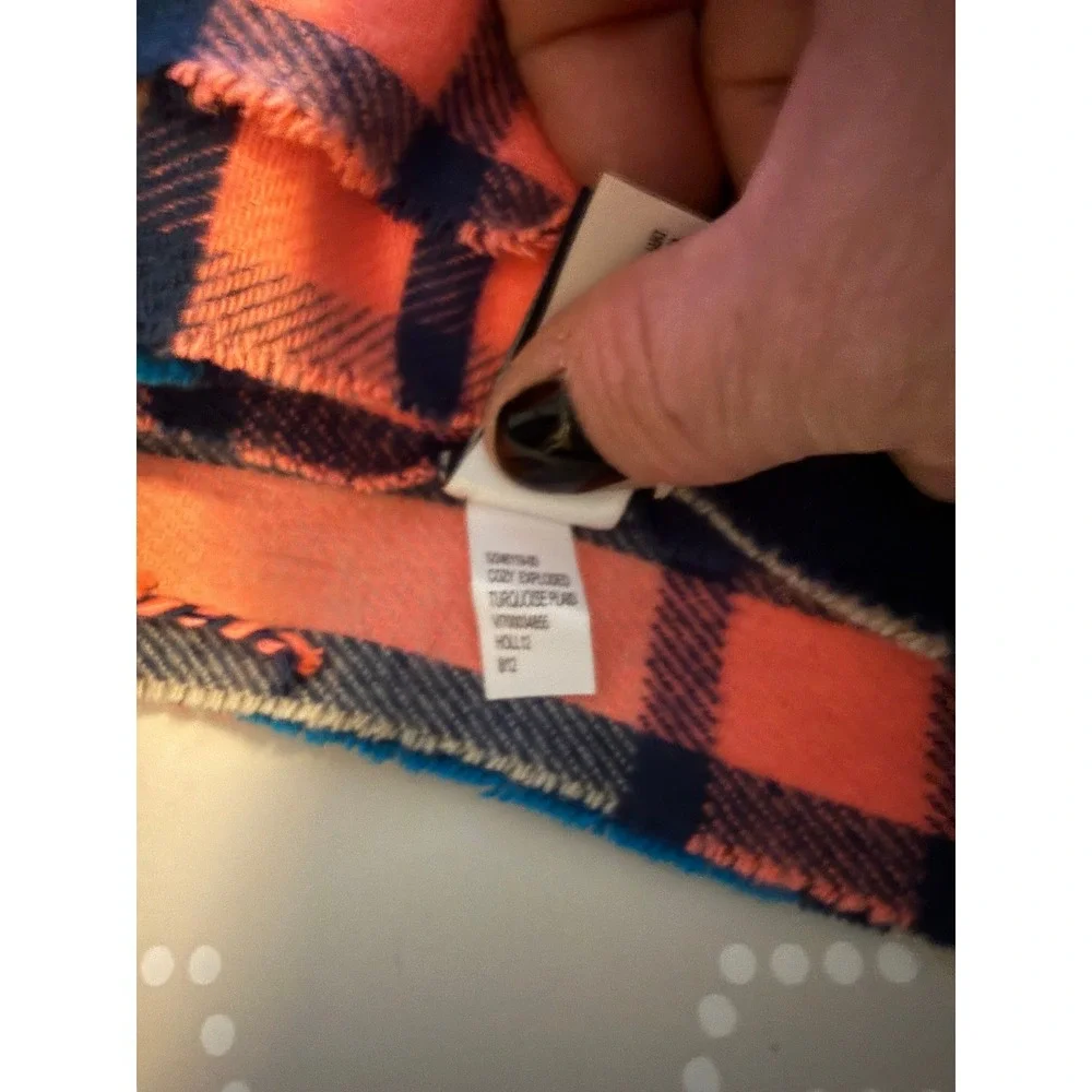 Gap Scarf Cozy Exploded Plaid Turquoise Coral Navy Oversized OS